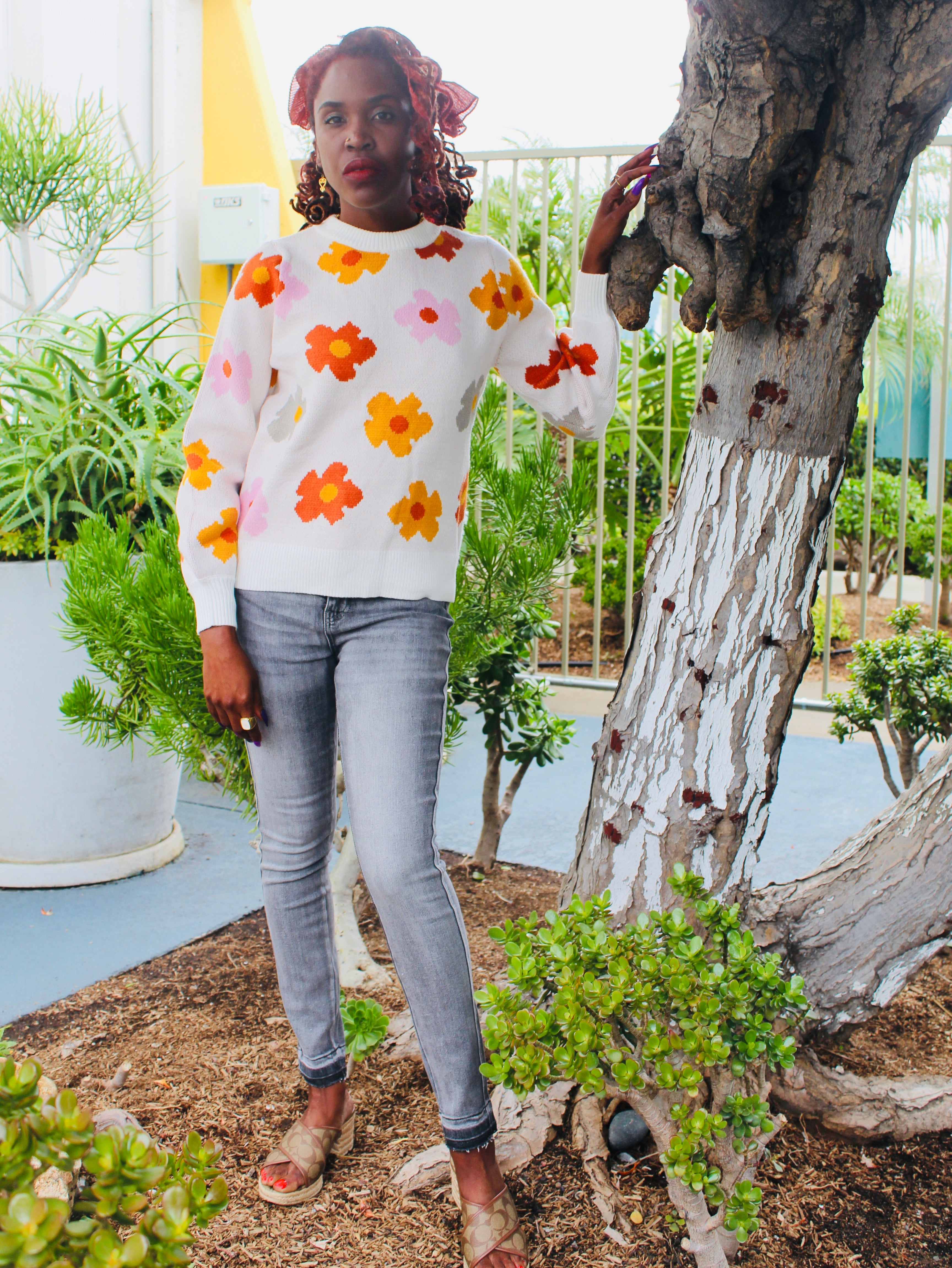 Falling Flowers Floral Sweater