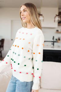 Candy Buttons Pom Pom Sweater