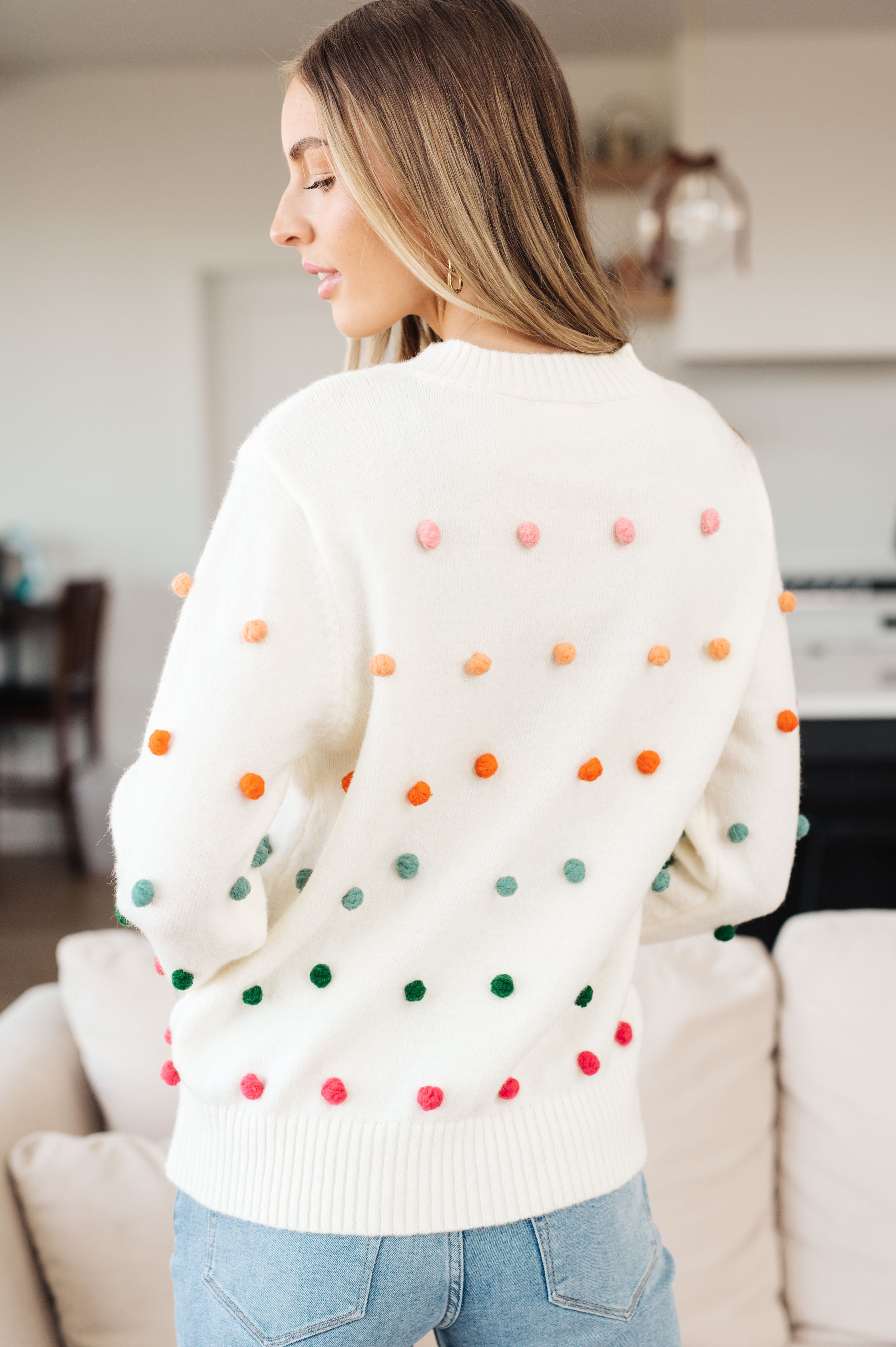 Candy Buttons Pom Pom Sweater