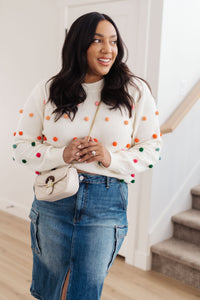 Candy Buttons Pom Pom Sweater