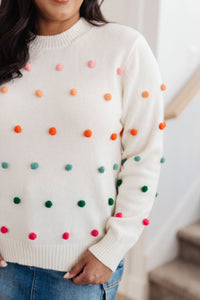 Candy Buttons Pom Pom Sweater