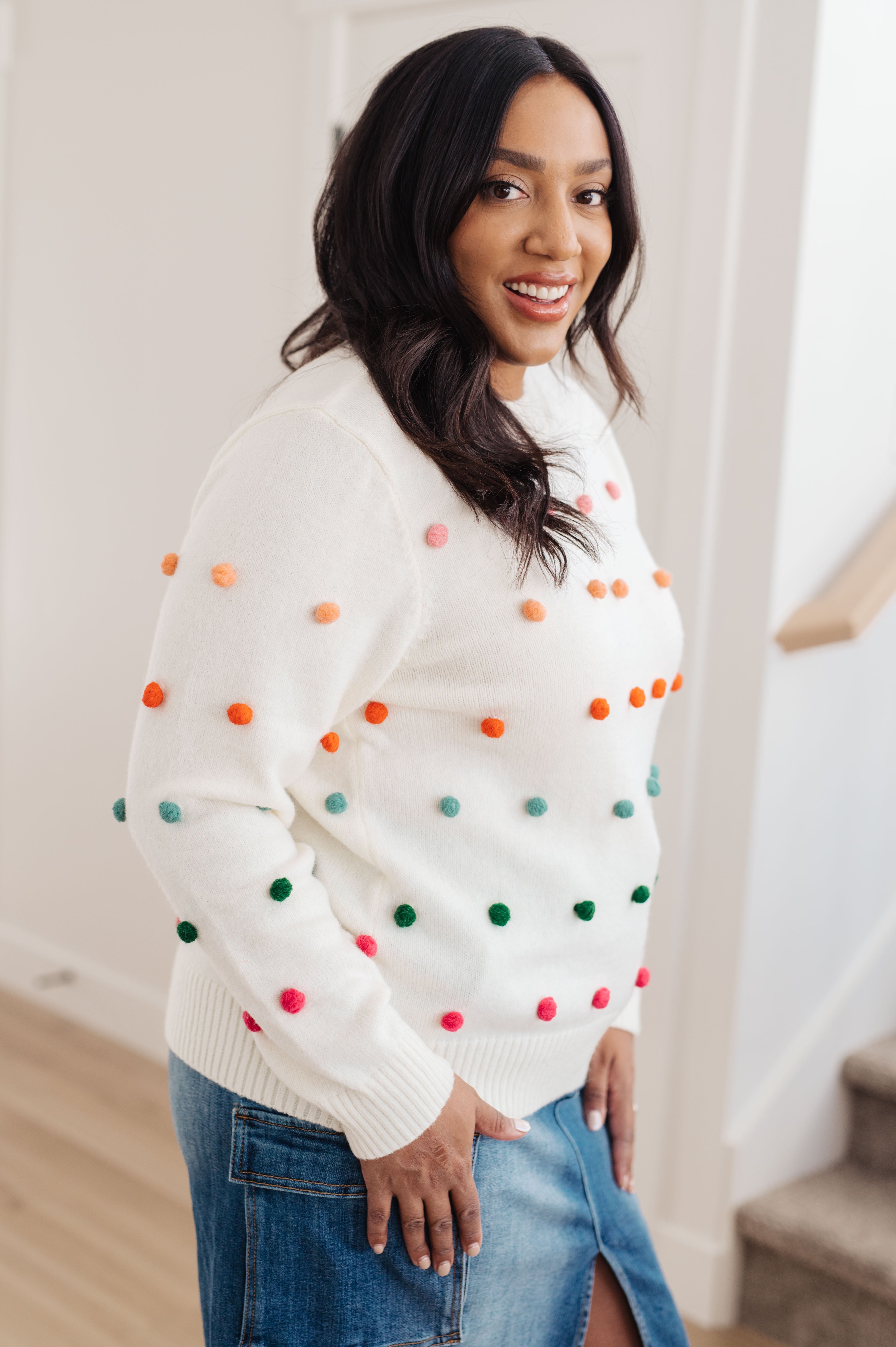 Candy Buttons Pom Pom Sweater