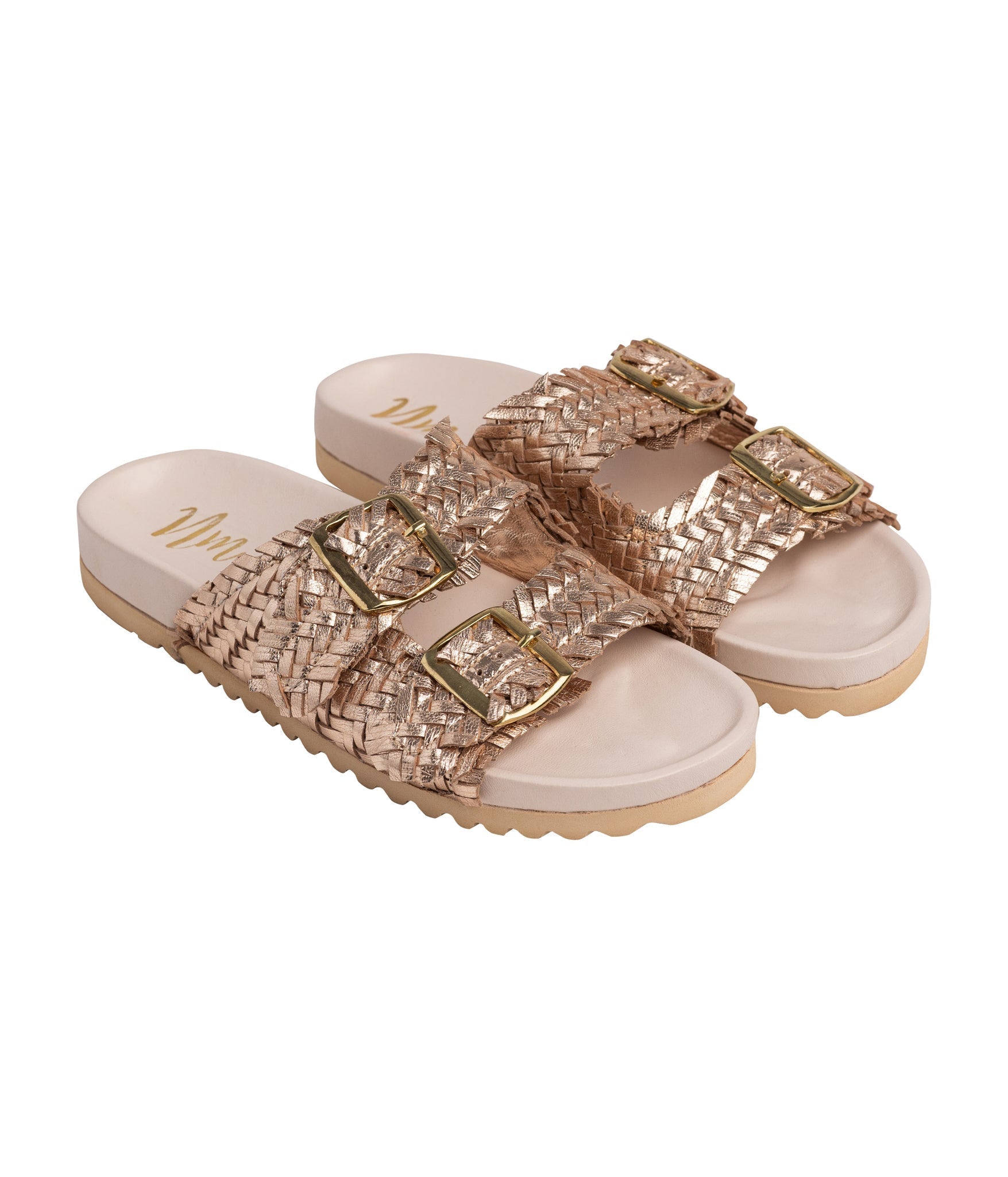 Flow Woven Strap Slide in Champagne