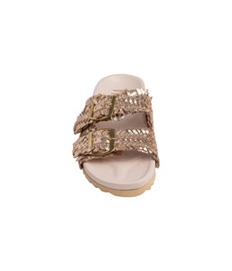 Flow Woven Strap Slide in Champagne