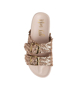 Flow Woven Strap Slide in Champagne