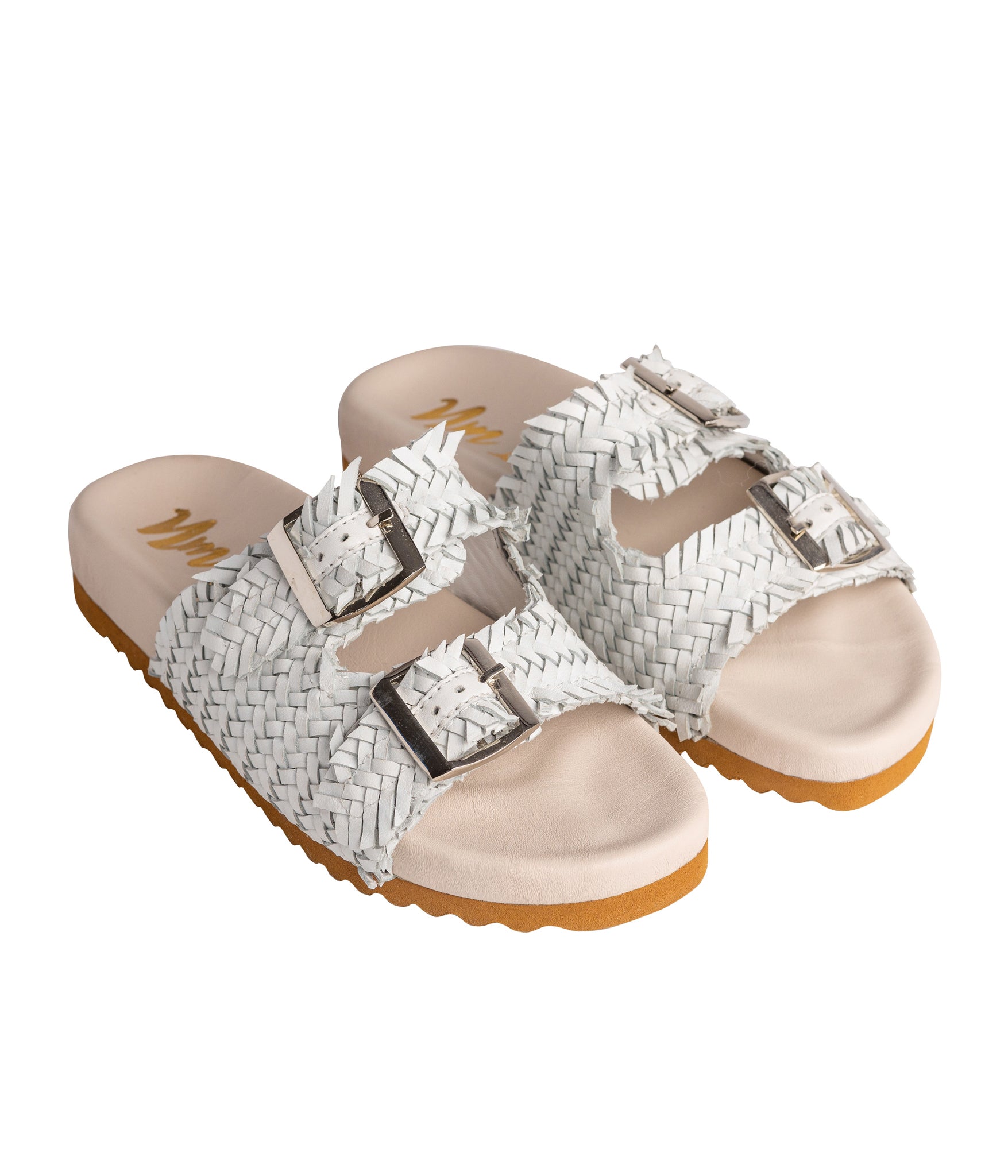 Flow Woven Strap Slide in White