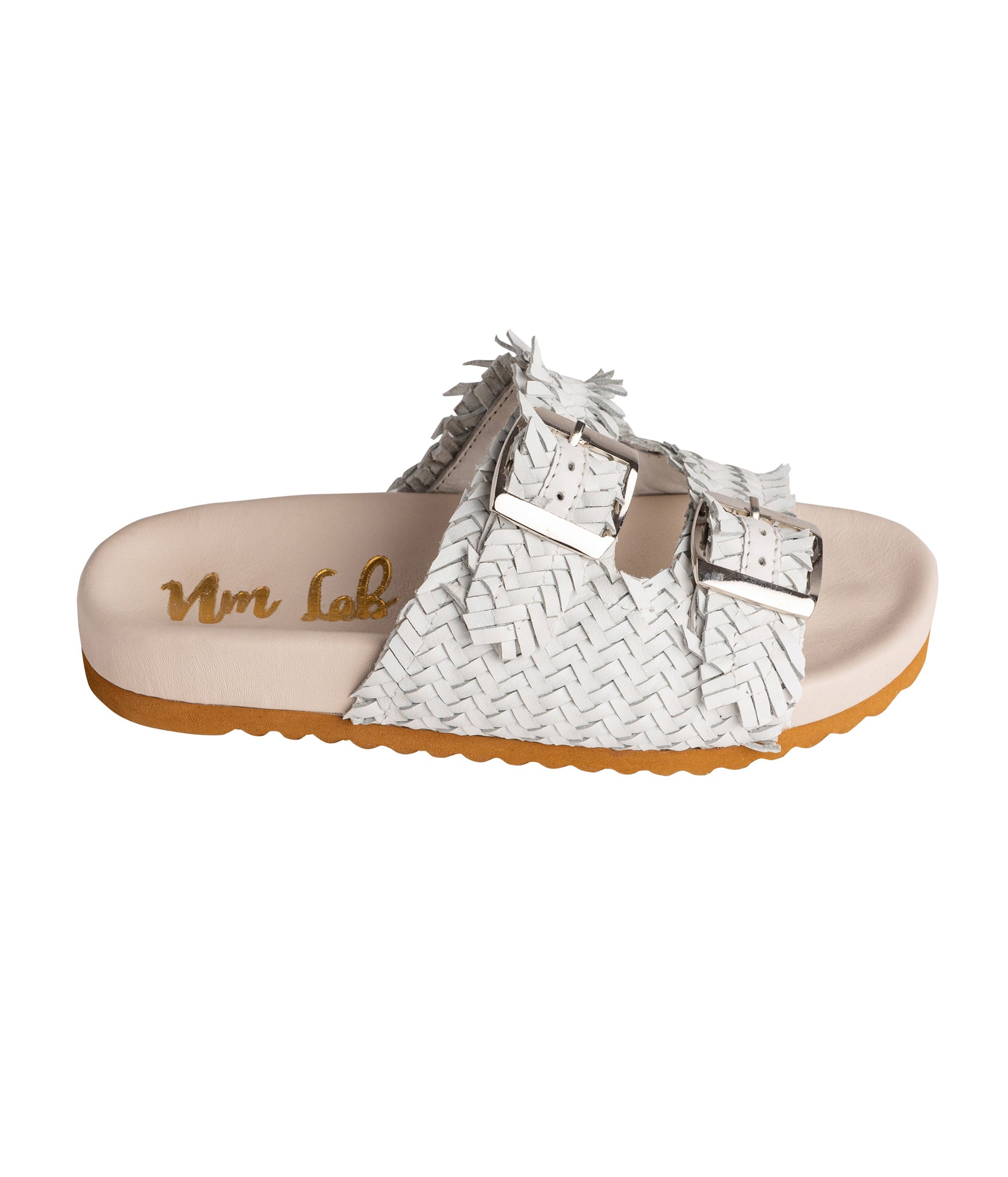 Flow Woven Strap Slide in White