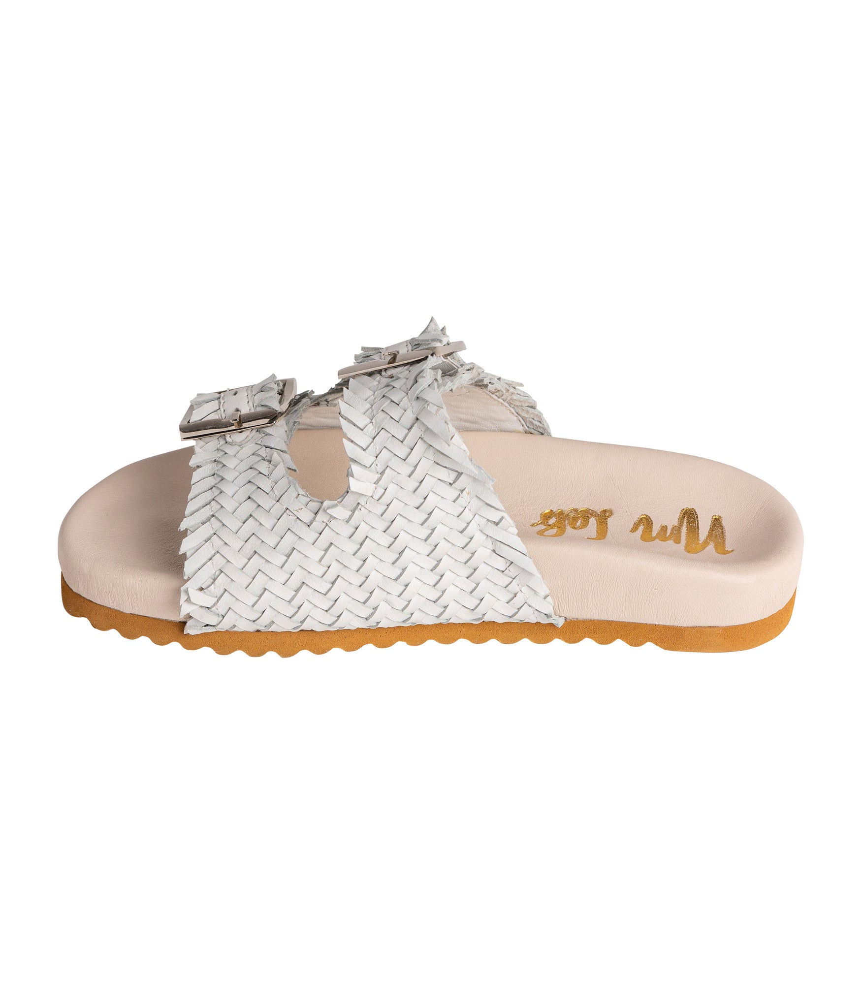 Flow Woven Strap Slide in White