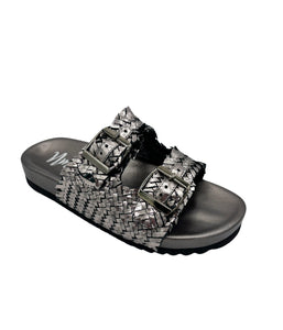 Flow Woven Strap Slide in Pewter