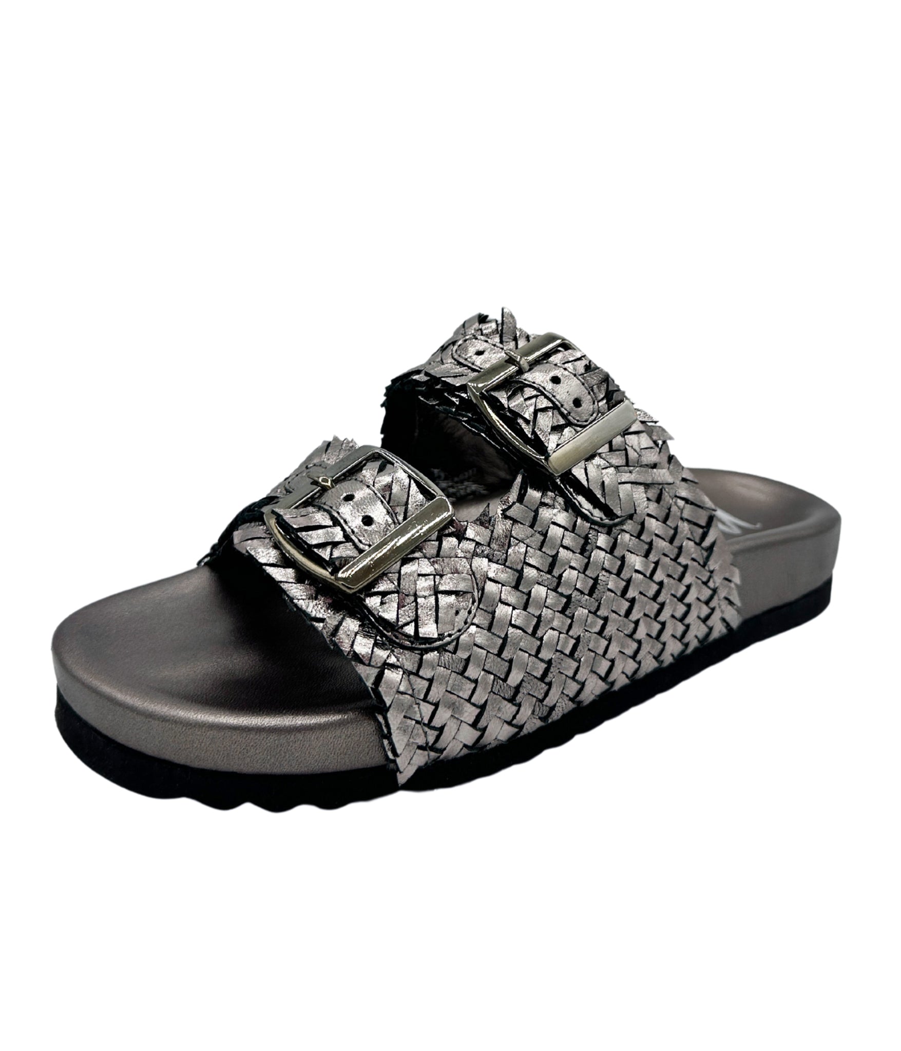 Flow Woven Strap Slide in Pewter