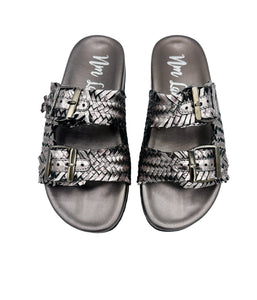 Flow Woven Strap Slide in Pewter