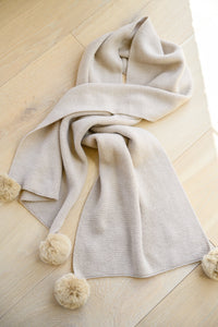 Ivory Pom Pom Scarf Shawl