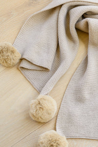 Ivory Pom Pom Scarf Shawl