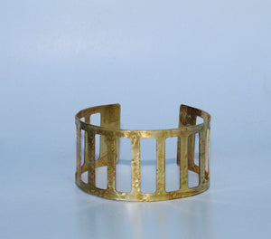 Ogun Hammered Cage Brass Cuff