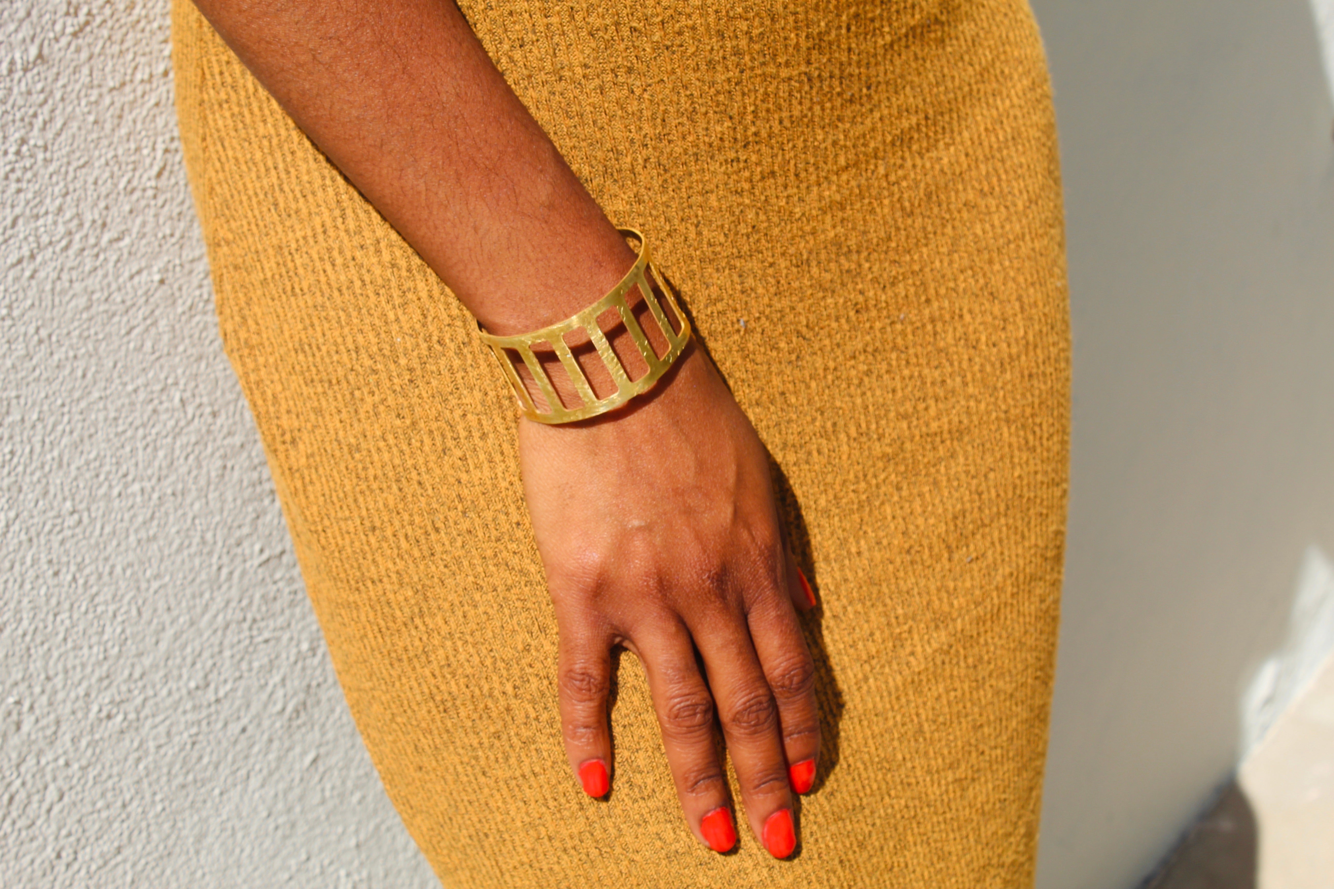 Ogun Hammered Cage Brass Cuff